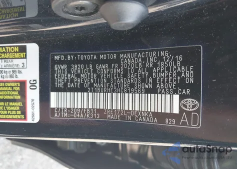 2017 Toyota Corolla Le из США, поврежденный, VIN 2T1BURHE3HC819569